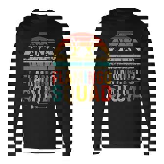 Vintage Retro Flamingo Squad Flamingo Wearing Sunglasses Long Sleeve T-Shirt - Thegiftio