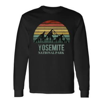 Vintage Retro Yosemite National Park Mountain California Long Sleeve T-Shirt - Seseable