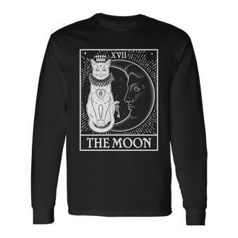 Vintage Tarot Card Xvii The Moon Cat Long Sleeve T-Shirt - Thegiftio UK