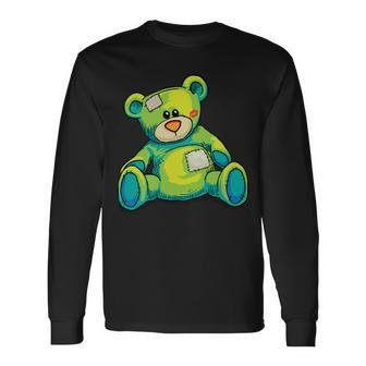 Vintage Torn Colorful Teddy Bear Tshirt Long Sleeve T-Shirt - Monsterry