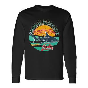 Vintage Tropical Water Life Dangerous Wave Hunter Shark Long Sleeve T-Shirt - Monsterry CA