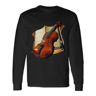 Violin And Sheet Music Tshirt Long Sleeve T-Shirt - Monsterry AU