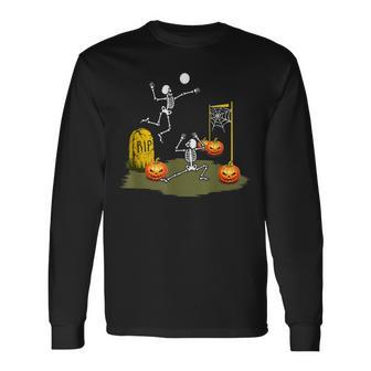 Volleyball Halloween Volleyween Skeleton Costume Men Women Long Sleeve T-Shirt T-shirt Graphic Print - Thegiftio UK