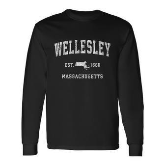 Wellesley Massachusetts Ma Vintage Athletic Sports Long Sleeve T-Shirt - Monsterry CA