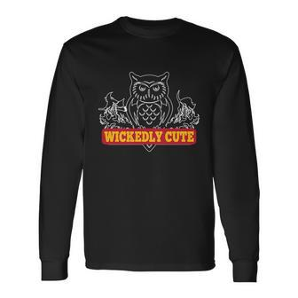 Wickedly Cute Halloween Quote V2 Long Sleeve T-Shirt - Monsterry