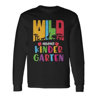 Wild About Kindergarten Zoo Back To School First Day Of School Long Sleeve T-Shirt - Monsterry UK