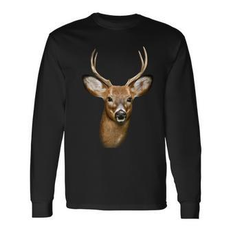 Wildlife Big Face Young Buck Deer Portrait Long Sleeve T-Shirt - Monsterry CA