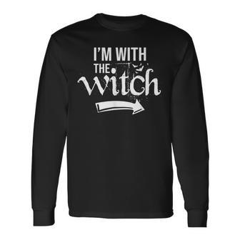 Im With The Witch Halloween Couple Costume Long Sleeve T-Shirt - Seseable