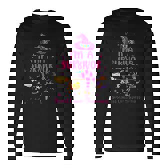 Witch I’M Survivor Breast Cancer Pink Ribbon Halloween Women Long Sleeve T-Shirt - Seseable