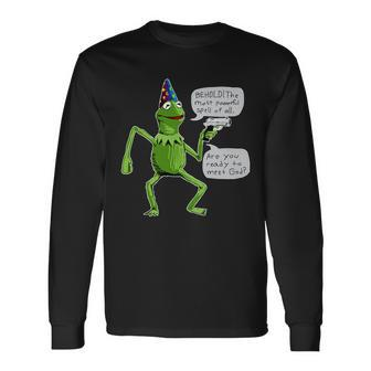 Wizard Kermit Meme Long Sleeve T-Shirt - Monsterry CA