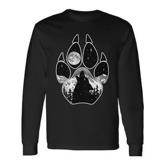 Wolf Paw Moon Howl Long Sleeve T-Shirt - Monsterry CA