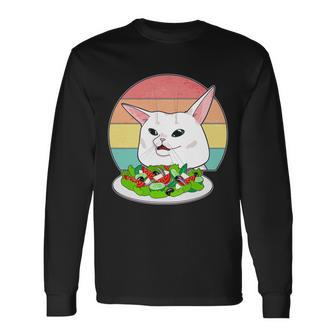 Woman Yelling At Table Cat Meme Long Sleeve T-Shirt - Thegiftio UK