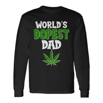 Worlds Dopest Dad Marijuana Weed Long Sleeve T-Shirt - Monsterry UK
