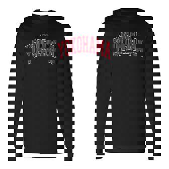 Yokohama Japan Varsity Style Red Text Men Women Long Sleeve T-Shirt T-shirt Graphic Print - Thegiftio