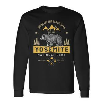 Yosemite National Park California Bear Vintage Long Sleeve T-Shirt - Seseable