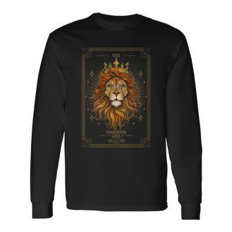 Zodiac Leo Lion Tarot Card Viii Strength Long Sleeve T-Shirt - Monsterry AU