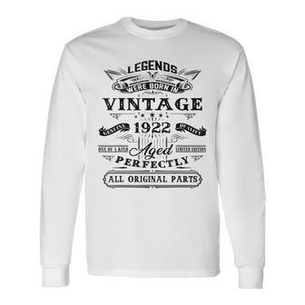 100Th Birthday For Legends Born 1922 100 Yr Old Vintage Men Women Long Sleeve T-Shirt T-shirt Graphic Print - Thegiftio UK