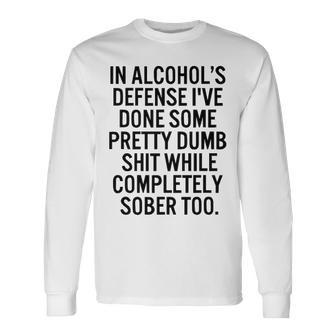 In Alcohols Defense Long Sleeve T-Shirt - Seseable