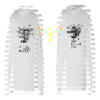 Autism Awareness Bee Kind Puzzle Pieces Tshirt Long Sleeve T-Shirt - Monsterry
