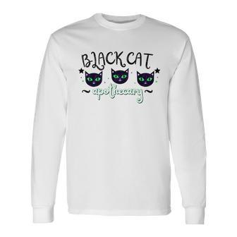 Black Cat Apothecary Halloween Long Sleeve T-Shirt - Seseable