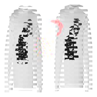 Black Cat Christmas Light Cat Lover Christmas Pajama Sweat Long Sleeve T-Shirt - Thegiftio