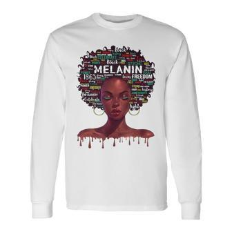 Black Pride Melanin For Women Afro Queens Juneteenth Long Sleeve T-Shirt - Thegiftio UK
