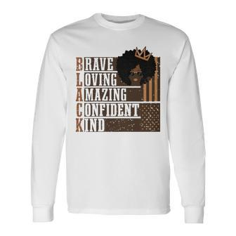 Black Queen Lady Curly Natural Afro African American Ladies Long Sleeve T-Shirt - Thegiftio
