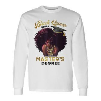 Black Queen Masters Degree Cute Graduation Long Sleeve T-Shirt - Thegiftio UK