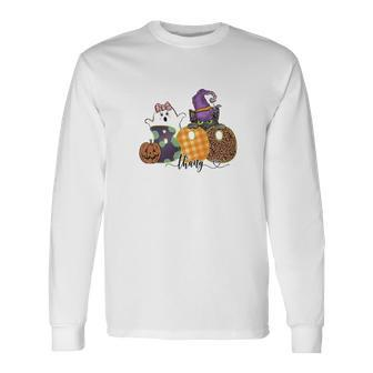 Boo Thang Boo Crew Cat Witch Halloween Long Sleeve T-Shirt - Seseable
