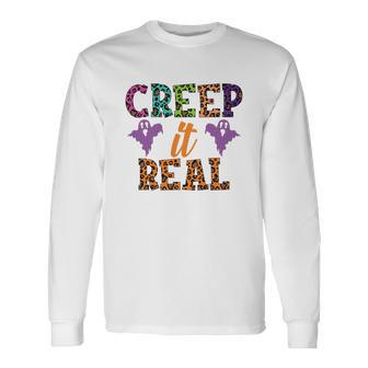 Colorful Boos Creep It Real Halloween Long Sleeve T-Shirt - Seseable