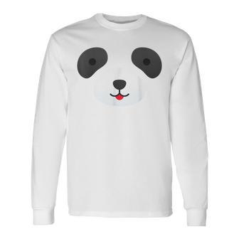 Cute Bear Panda Face Diy Easy Halloween Party Easy Costume Long Sleeve T-Shirt - Seseable