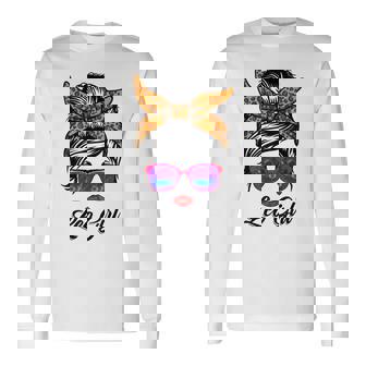 Cute Leo Girl Birthday Messy Bun Leopard Leo Zodiac Long Sleeve T-Shirt - Thegiftio