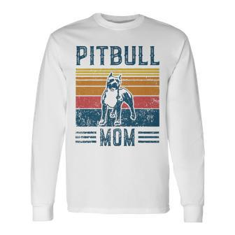Dog Pitbull Mom Vintage Pitbull Mom Long Sleeve T-Shirt - Thegiftio UK