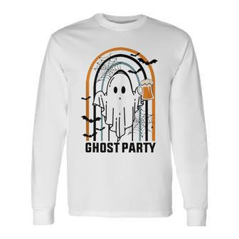 Ghost Party Men Halloween Drinking Beer Party Long Sleeve T-Shirt - Thegiftio UK