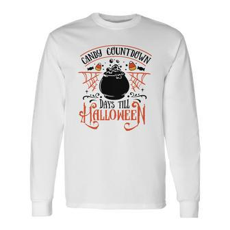 Halloween Candy Countdown Days Till Halloween Orange And Black Men Women Long Sleeve T-shirt Graphic Print Unisex - Seseable