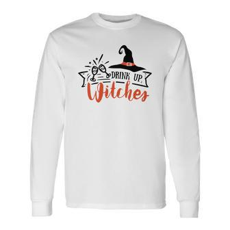 Halloween Drink Up Witches Black Version Men Women Long Sleeve T-shirt Graphic Print Unisex - Seseable