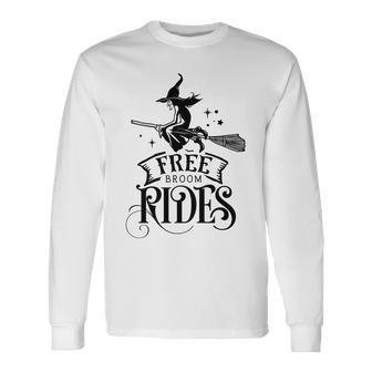 Halloween Free Broom Rides Witch Design Men Women Long Sleeve T-shirt Graphic Print Unisex - Seseable