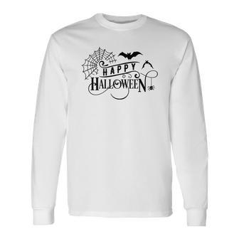 Halloween Funny Happy Halloween Black Version Design Men Women Long Sleeve T-shirt Graphic Print Unisex - Seseable