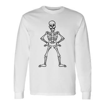 Halloween Funny Skeleton Black Custom For You Men Women Long Sleeve T-shirt Graphic Print Unisex - Seseable