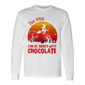Halloween This Witch Can Be Bribed With Chocolate Retro Long Sleeve T-Shirt - Seseable