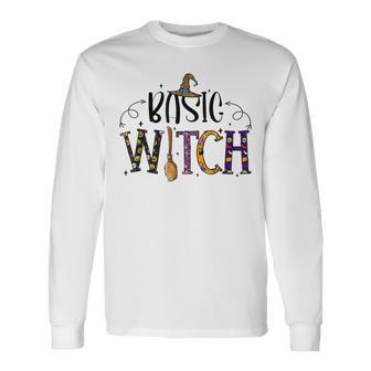 Halloween Basic Witch Cute Broom Hat Witchy Long Sleeve T-Shirt - Seseable