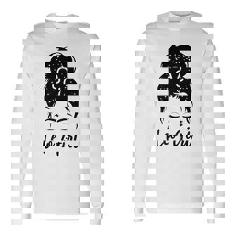 Leo Girl Messy Bun Zodiac Symbol Woman Birthday Costume Long Sleeve T-Shirt - Thegiftio