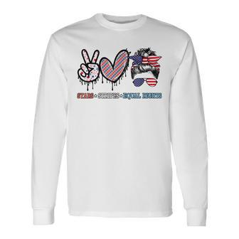 Messy Bun Stars Stripes Equal Rights 4Th July Rights Long Sleeve T-Shirt - Seseable