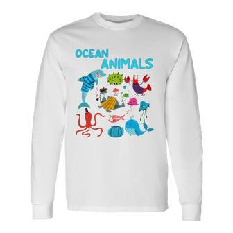 Ocean Animals Marine Creatures Under The Sea Long Sleeve T-Shirt T-Shirt | Mazezy