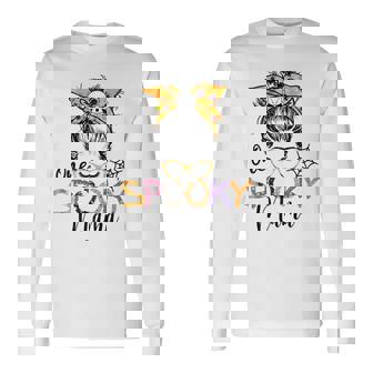 One Spooky Mama Messy Bun Mom Halloween Spider Costume Long Sleeve T-Shirt | Seseable CA