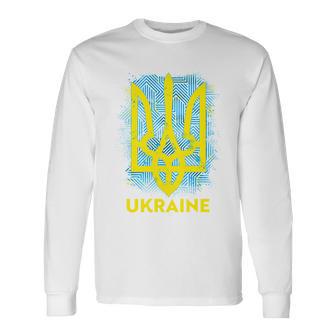 Painted Distressed Pattern Ukraine Coat Of Arms Flag Long Sleeve T-Shirt - Monsterry UK