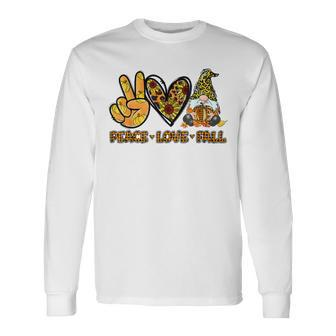 Peace Love Fall Gnome Autumn Lover Pumpkins Halloween Long Sleeve T-Shirt - Thegiftio UK
