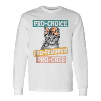 Pro Choice Pro Feminism Pro Cats Feminism Feminist Long Sleeve T-Shirt - Seseable