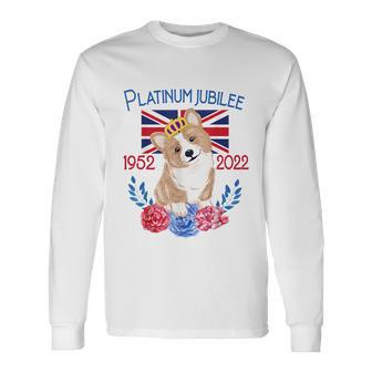 Queens Platinum Jubilee 2022 British Monarch Queen Corgi Tshirt Long Sleeve T-Shirt - Monsterry AU