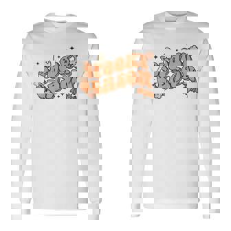 Retro Spooky Season Boo Ghost Floral Spooky Vibes Halloween Long Sleeve T-Shirt | Seseable FR